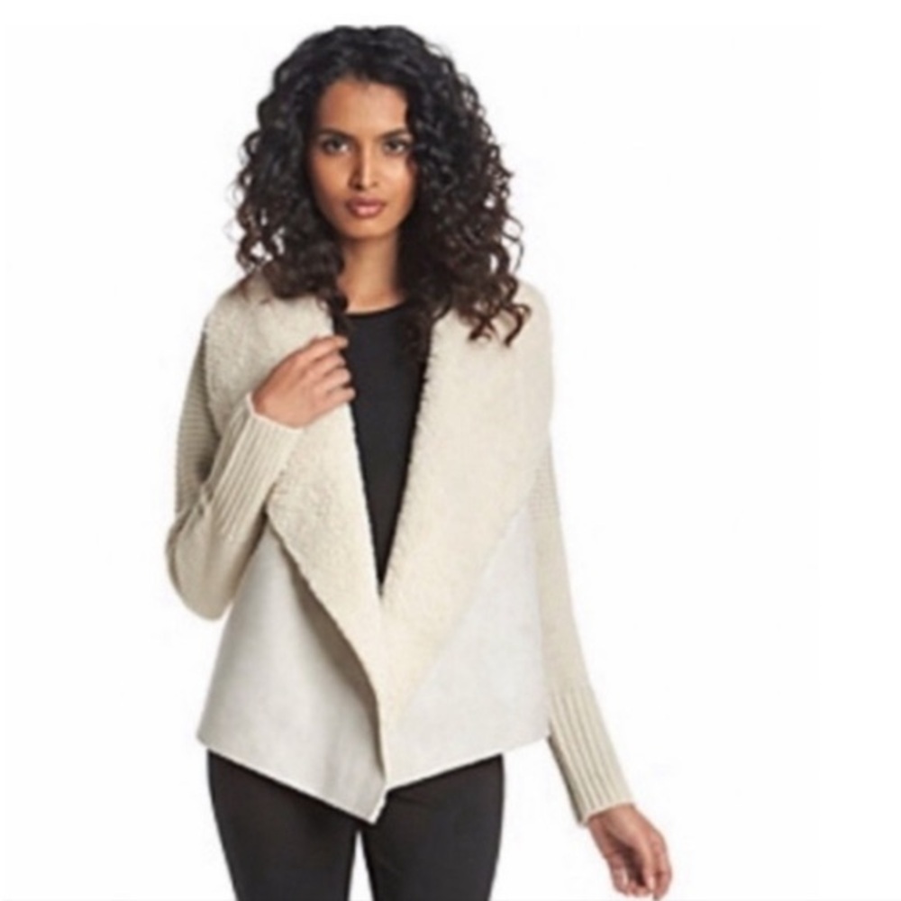 Faux Suede Sherpa Cardigan